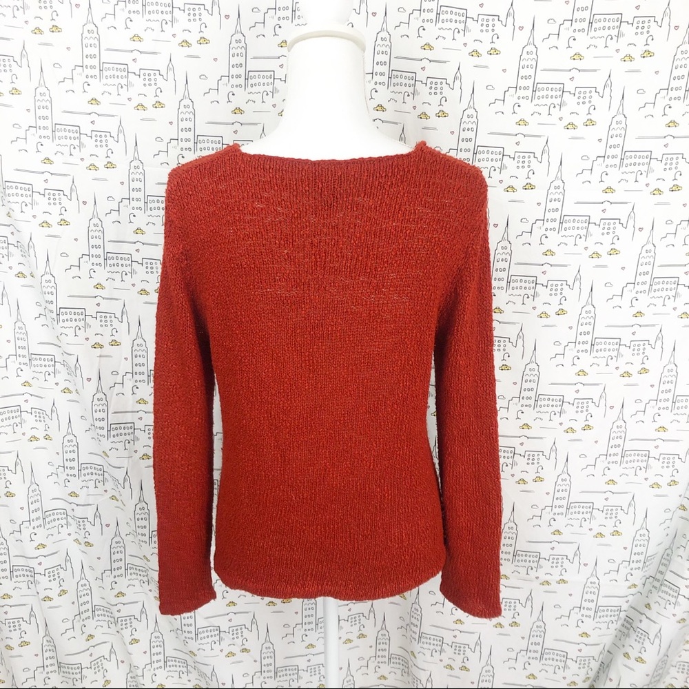 Eileen Fisher Open Weave Rust Sweater Large - image 5